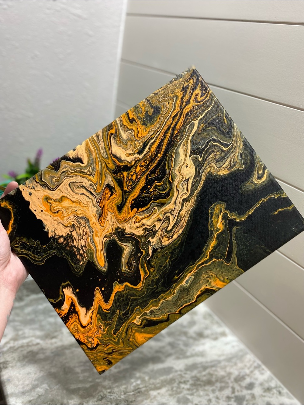 Abstract Black and Orange Canvas Art